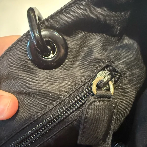 Prada Black Leather& Canvas Tote Bag - Picture 9 of 13